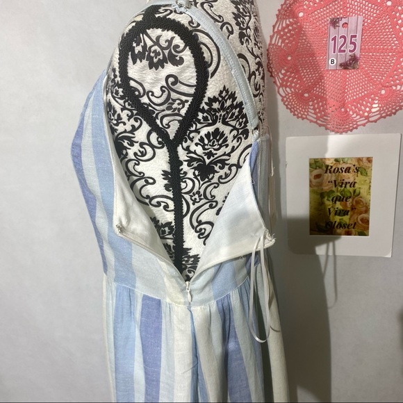 Joie NWT Chambray Blue & White Vertical Stripes Size 10 - Picture 4 of 11